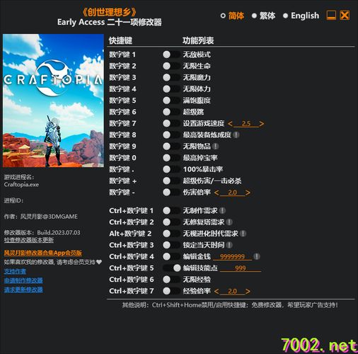 创世理想乡Craftopia Early Access Plus 21 Trainer Updated --仅支持迅雷，（部分修改器仅支持本站游戏本体
