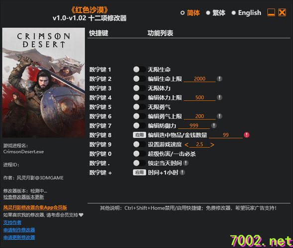 红色沙漠 Crimson Desert v1.0-v1.02 Plus 12 Trainer --仅支持迅雷，（部分修改器仅支持本站游戏本体